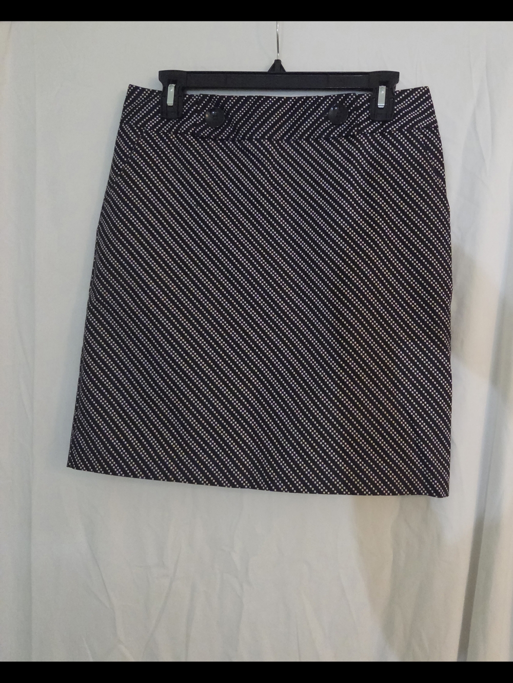 Worthington Black and White Diagonal Stripe Mini Skirt